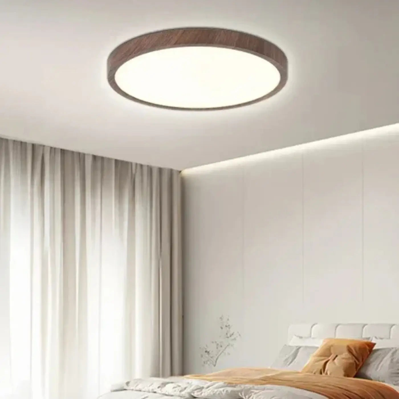 Plafonnier LED Rond Bois : Ambiance Douce & Design Moderne