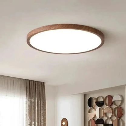 Plafonnier LED Rond Bois : Ambiance Douce & Design Moderne