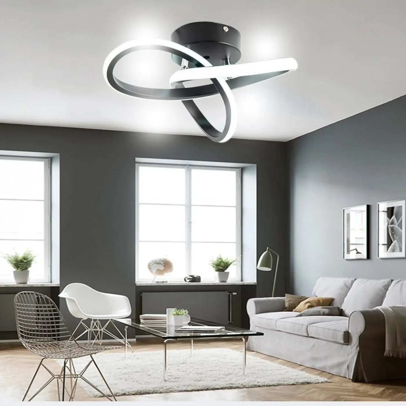 Plafonnier LED Design Noir - Lumière Douce et Économies