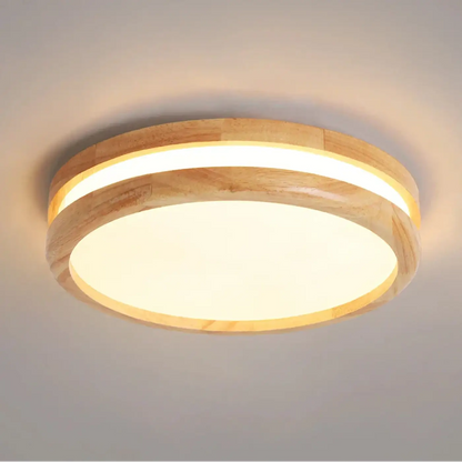 Plafonnier Rond Effet Bois Naturel