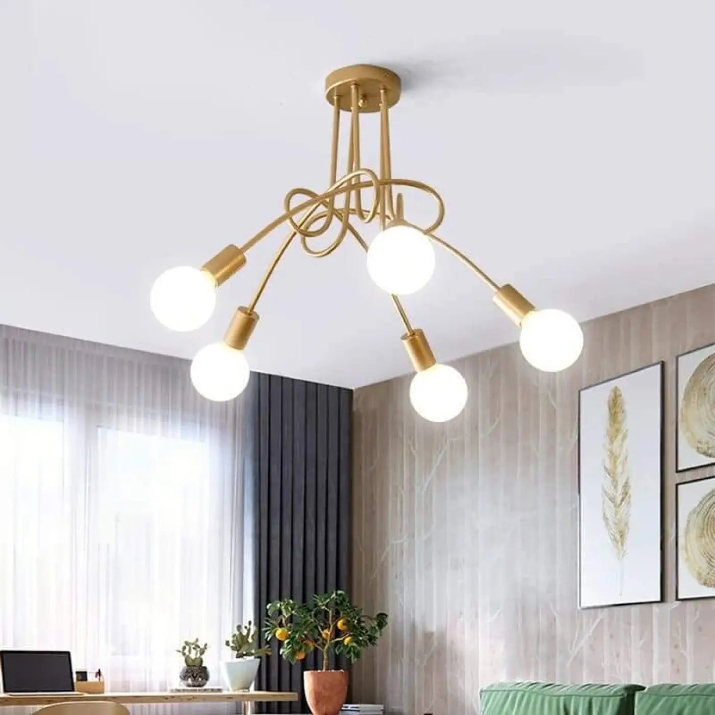 Plafonnier Boule Scandinave Blanc, Noir ou Doré