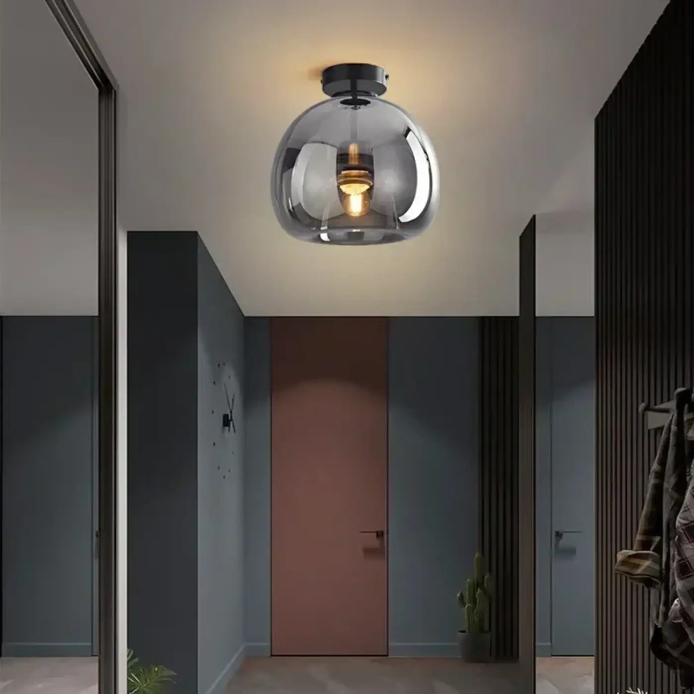 Plafonnier Sphère Verre Design Doré LED