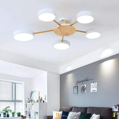 Plafonnier Scandinave Blanc Design Bois & Métal