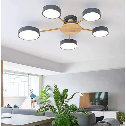 Plafonnier Scandinave Blanc Design Bois & Métal