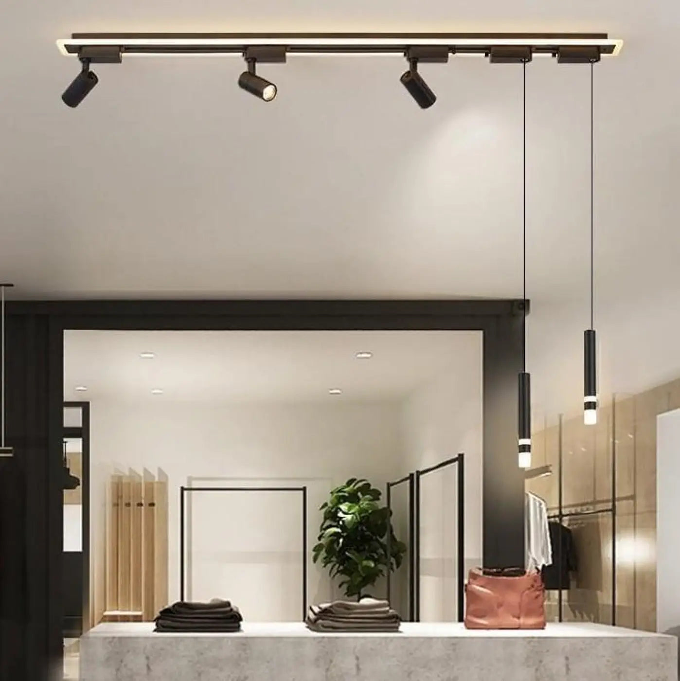 Plafonnier sur rail design noir modulable