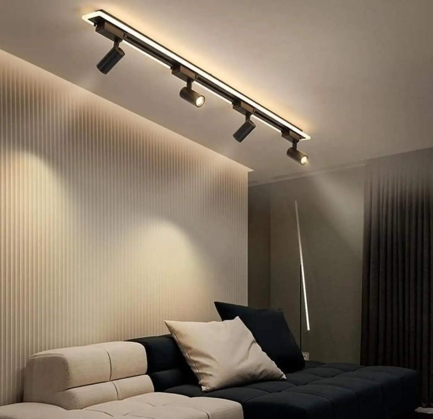Plafonnier sur rail design noir modulable