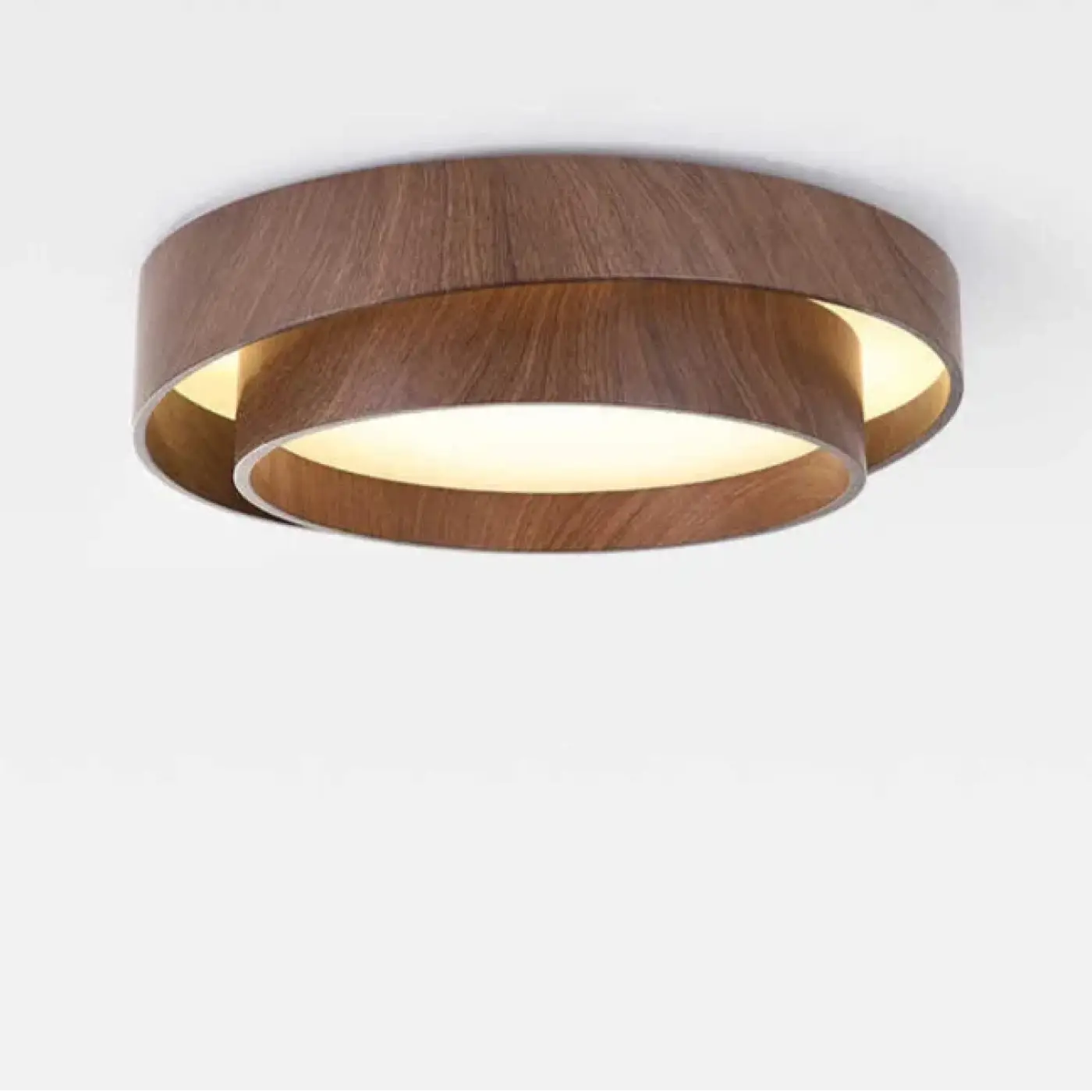Plafonnier Bois Rond Design Anneau Décalé