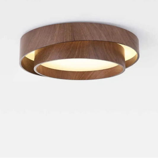 Plafonnier Bois Rond Design Anneau Décalé