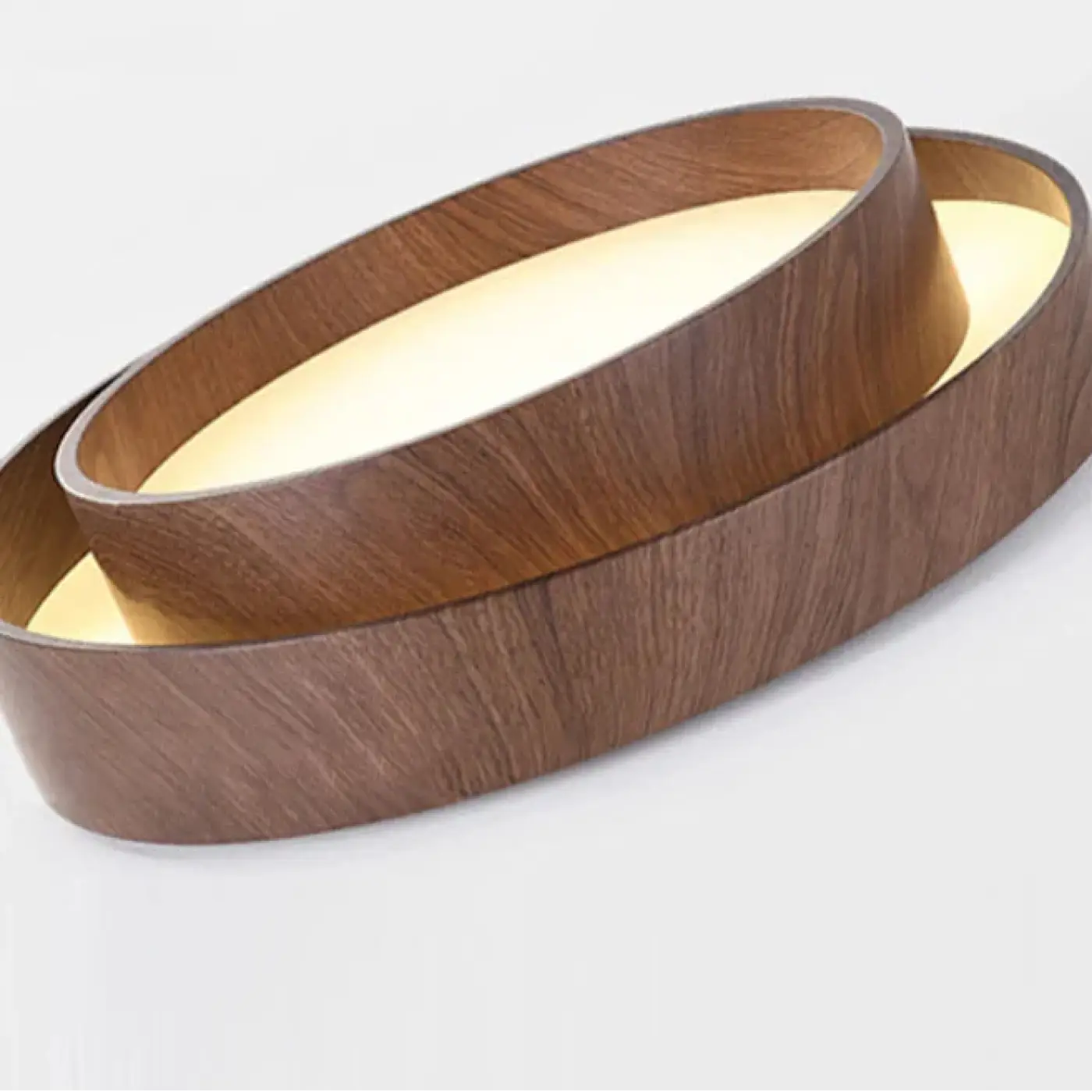 Plafonnier Bois Rond Design Anneau Décalé