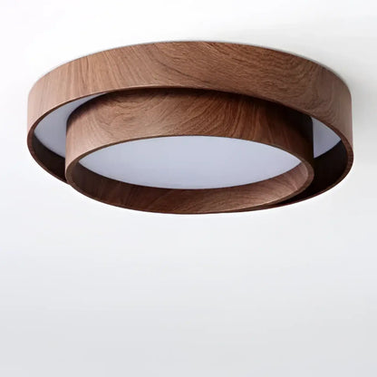 Plafonnier Bois Rond Design Anneau Décalé