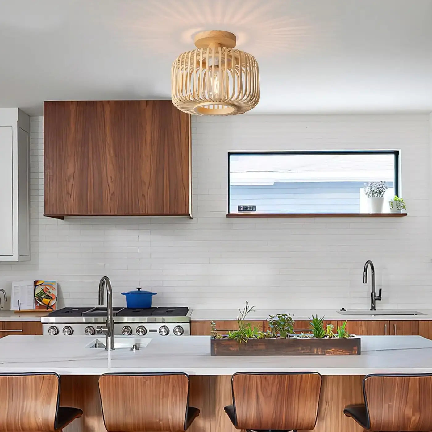 Plafonnier Rotin Tressé Design Naturel