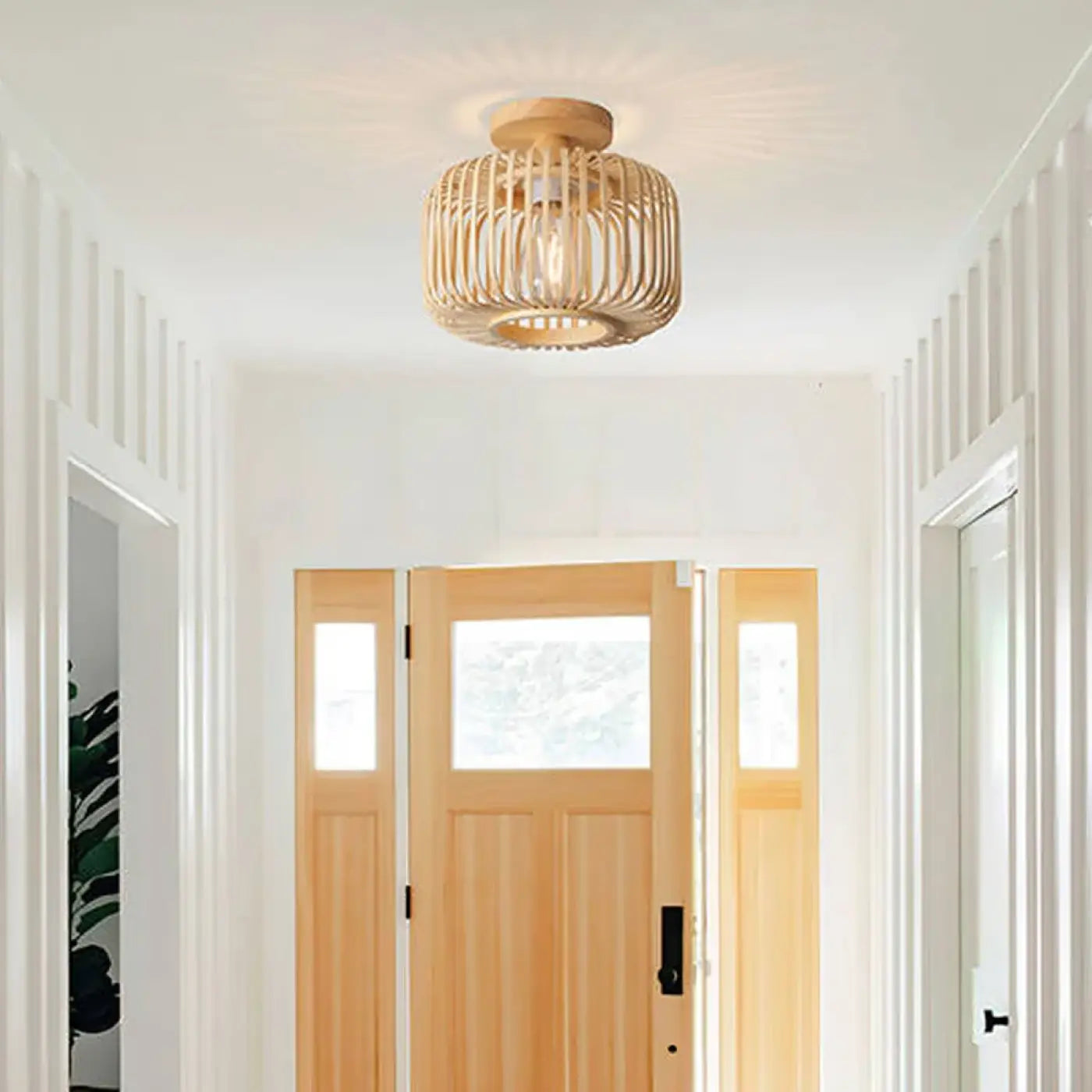 Plafonnier Rotin Tressé Design Naturel