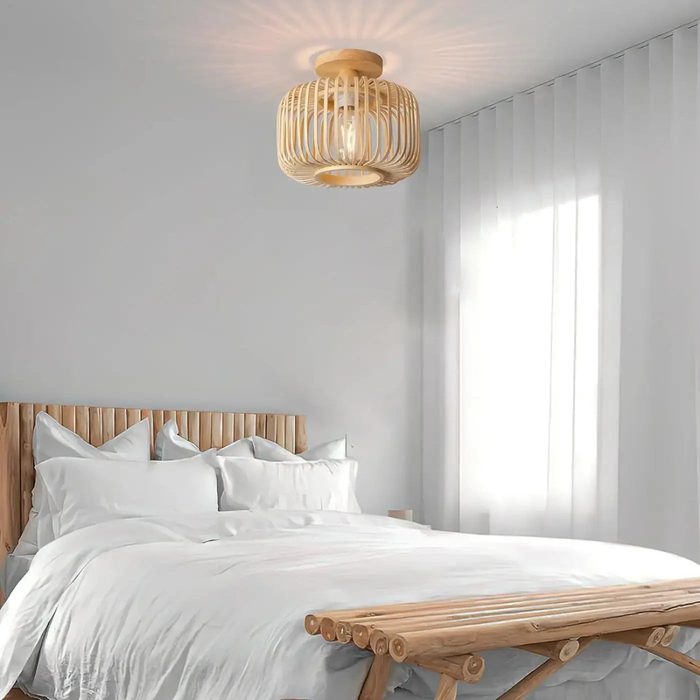 Plafonnier Rotin Tressé Design Naturel