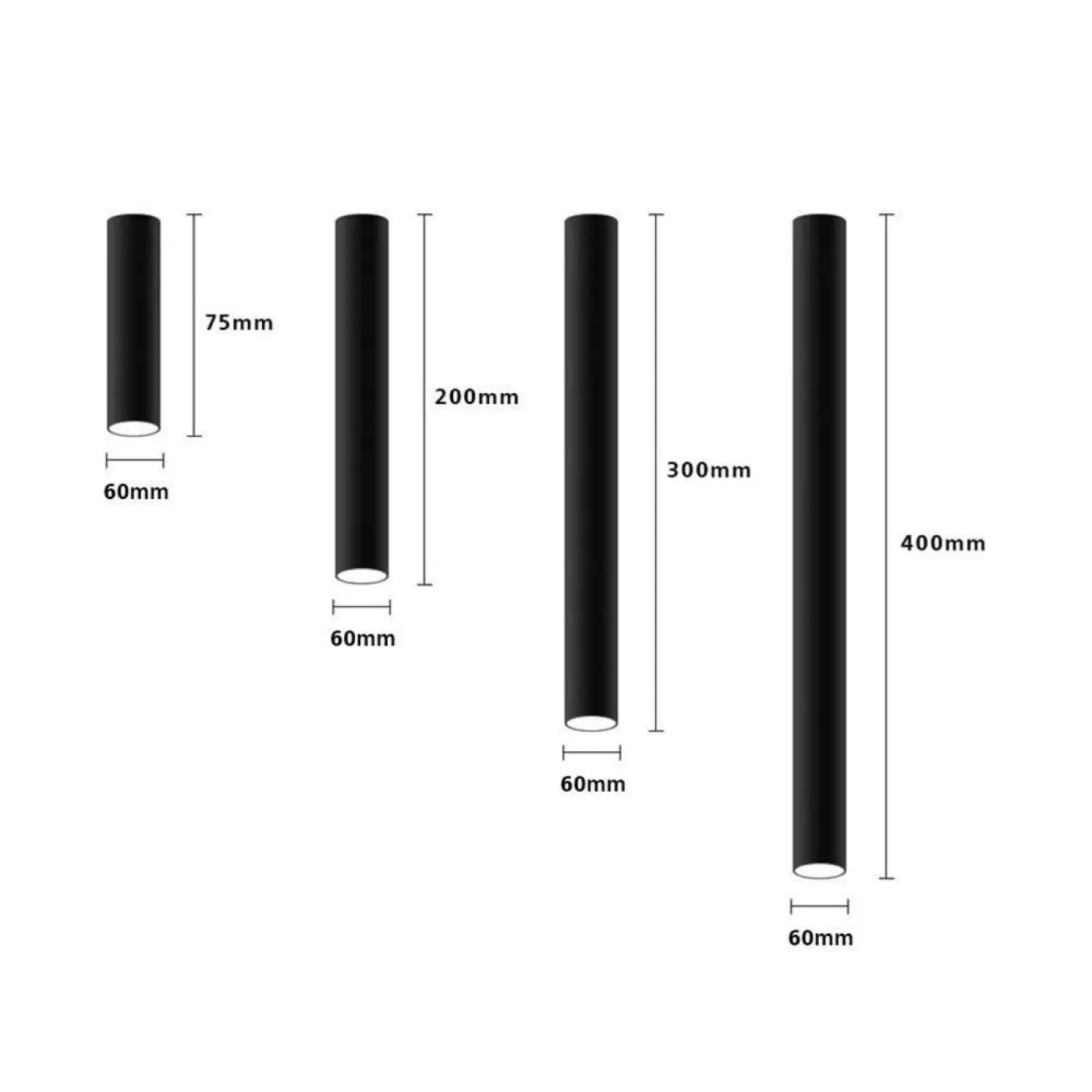 Plafonnier Tube LED Design Aluminium Noir & Blanc