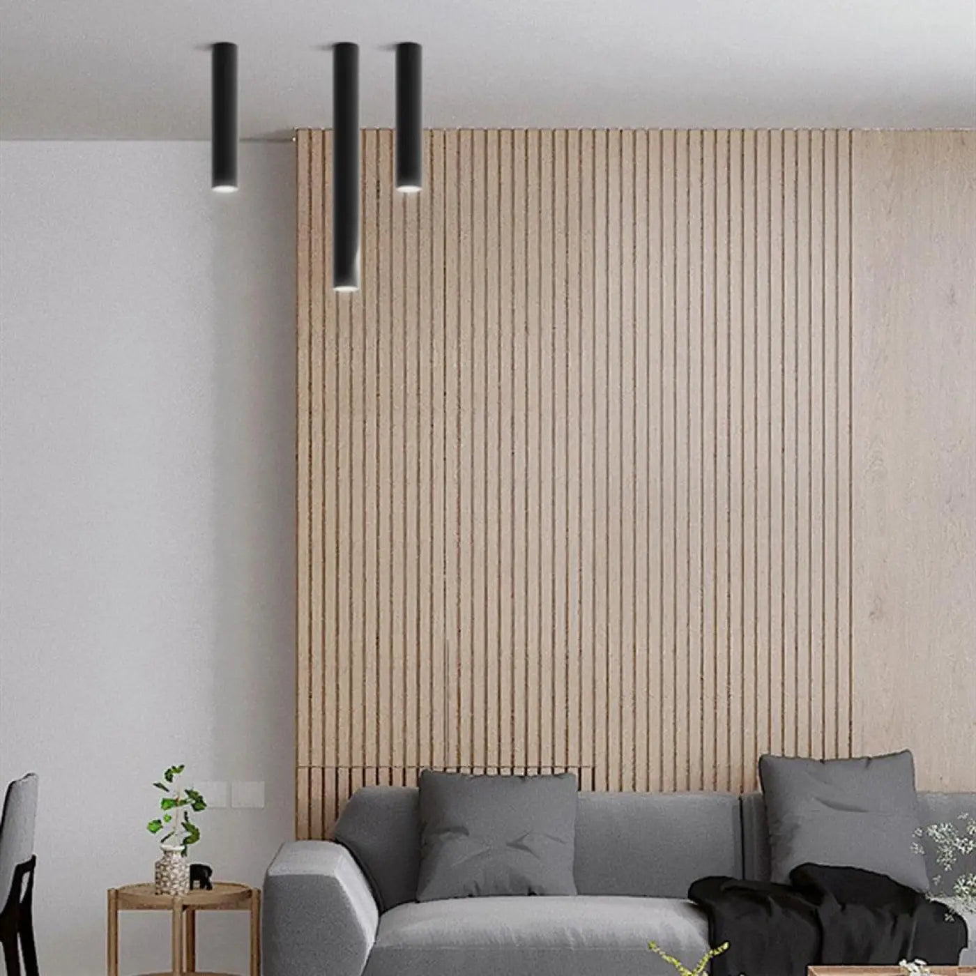 Plafonnier Tube LED Design Aluminium Noir & Blanc