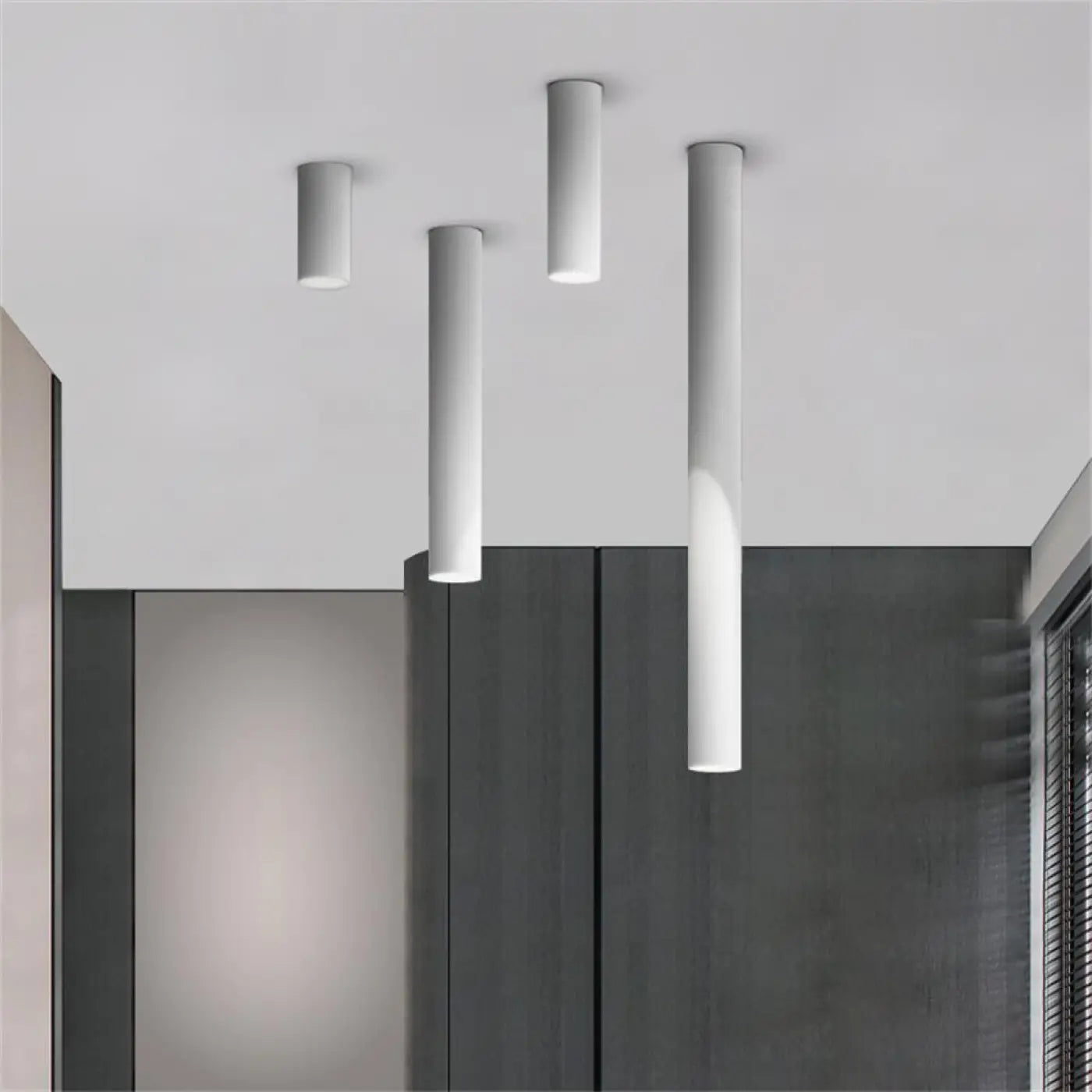 Plafonnier Tube LED Design Aluminium Noir & Blanc