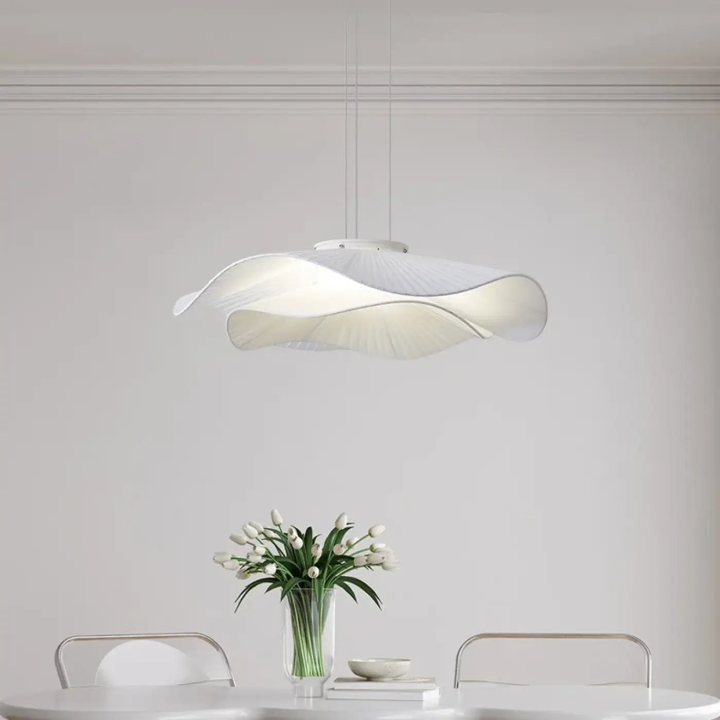 Suspension Design Ondulée Blanc Acrylique LED