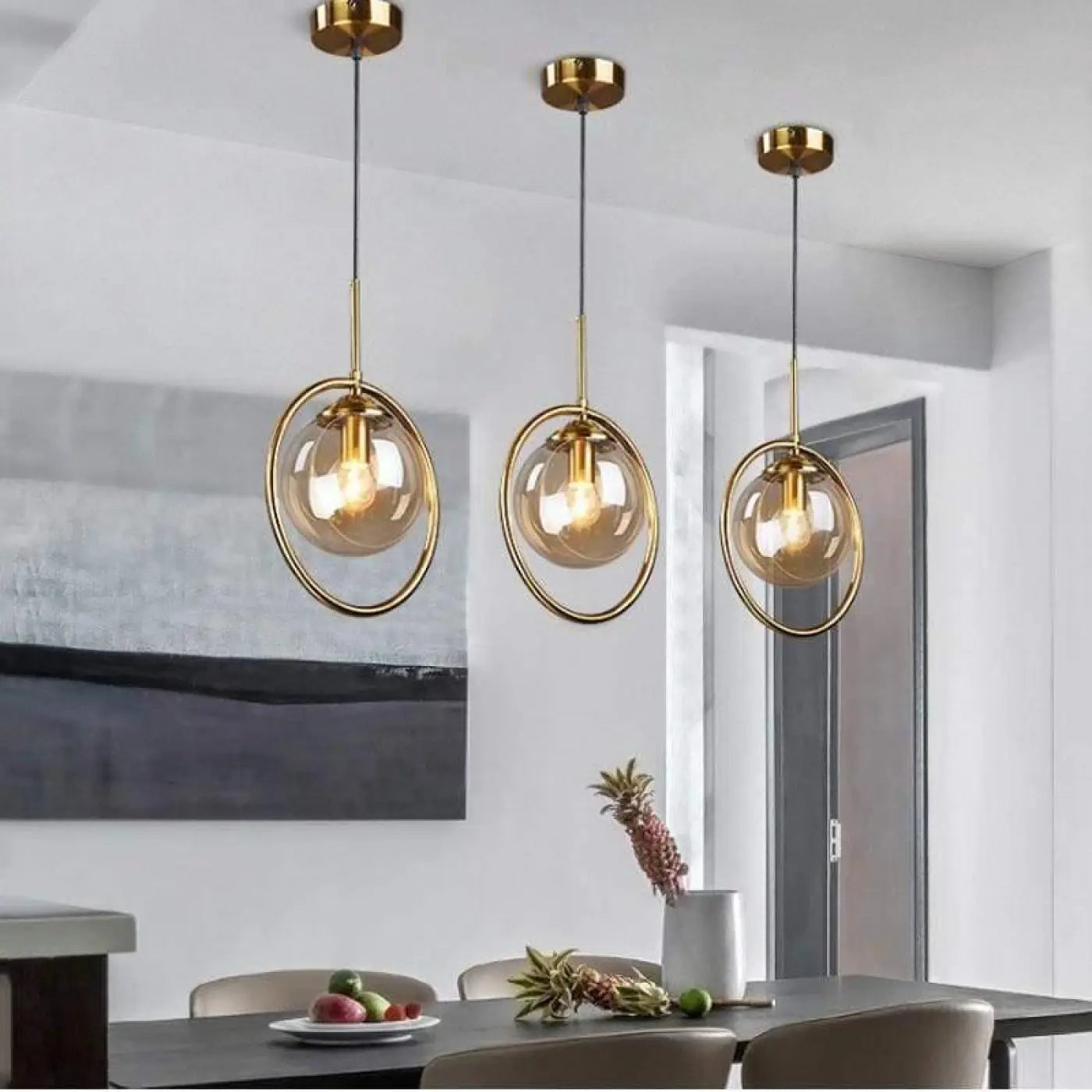 Suspension Boule Verre Fumé Design Lumineux