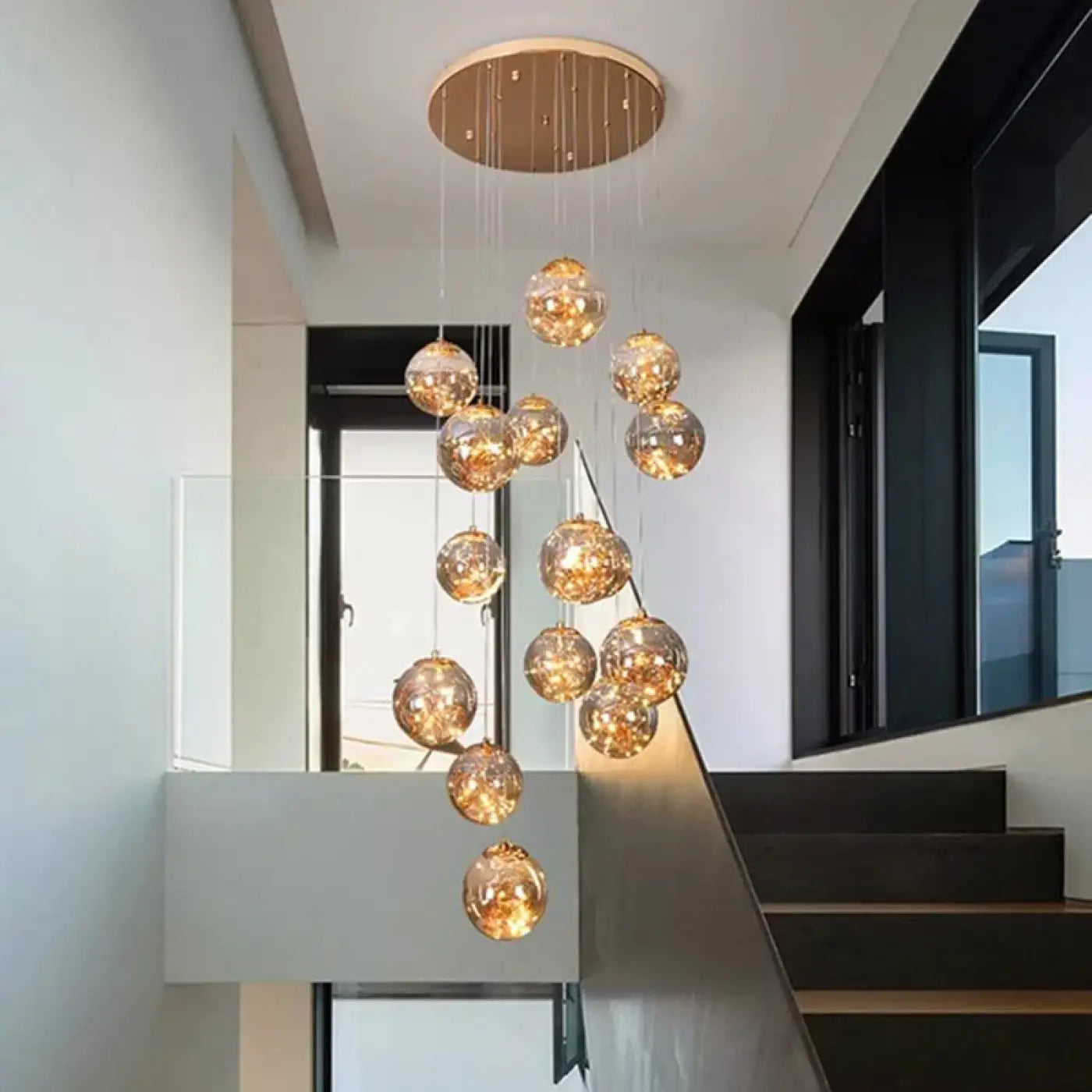 Suspension Cascade Cristal Doré Design Lumineux