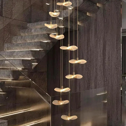 Suspension Luminaire Cascade Dorée Moderne
