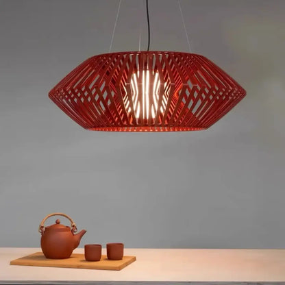 Suspension Design Bois Ajouré Luminaire Moderne