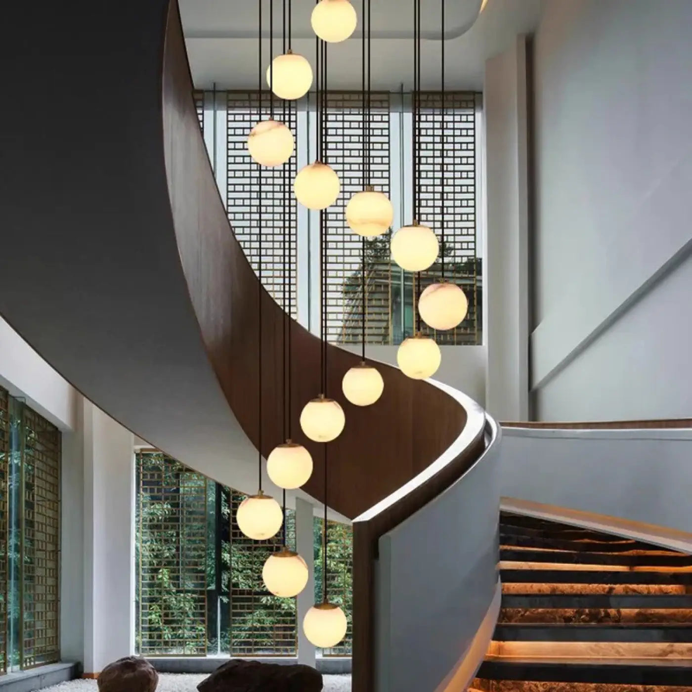 Suspension Cascade Lumineuse Design Sphères