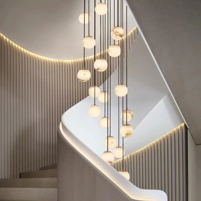 Suspension Cascade Lumineuse Design Sphères