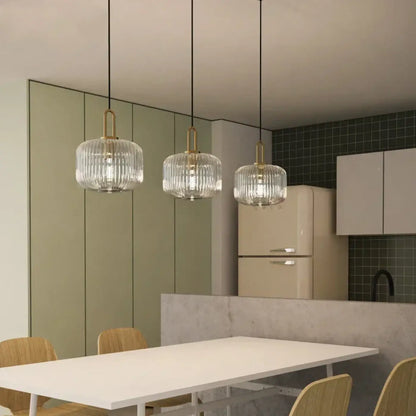 Suspension Verre Strié Design Contemporain
