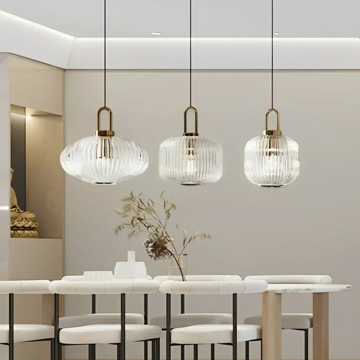 Suspension Verre Strié Design Contemporain