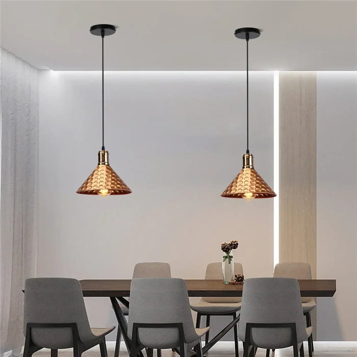 Suspension Design Cuivre Martelé Industriel