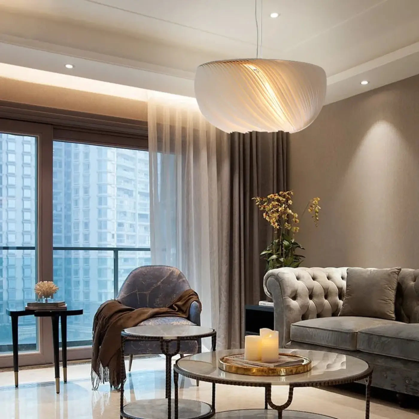 Suspension Design Organique Blanche LED