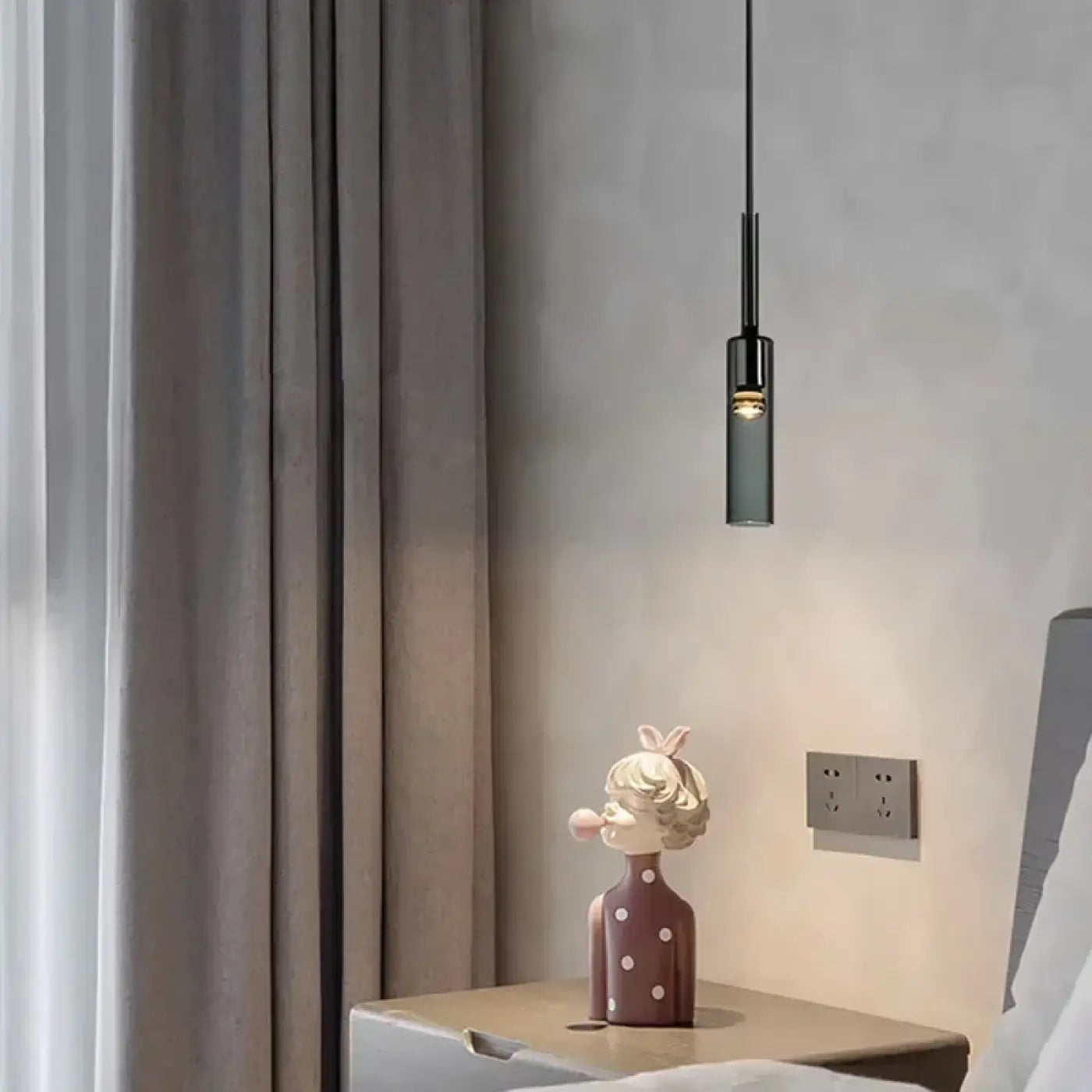 Suspension Cylindre Noir Verre Design Moderne
