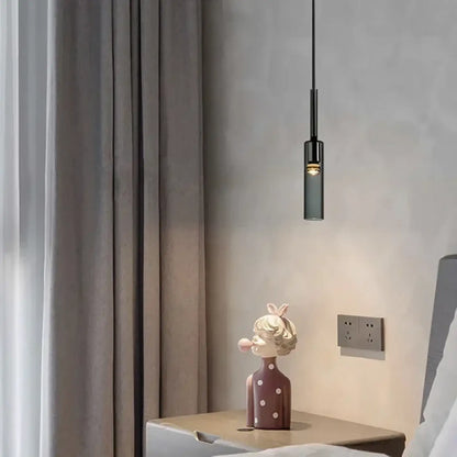 Suspension Cylindre Noir Verre Design Moderne