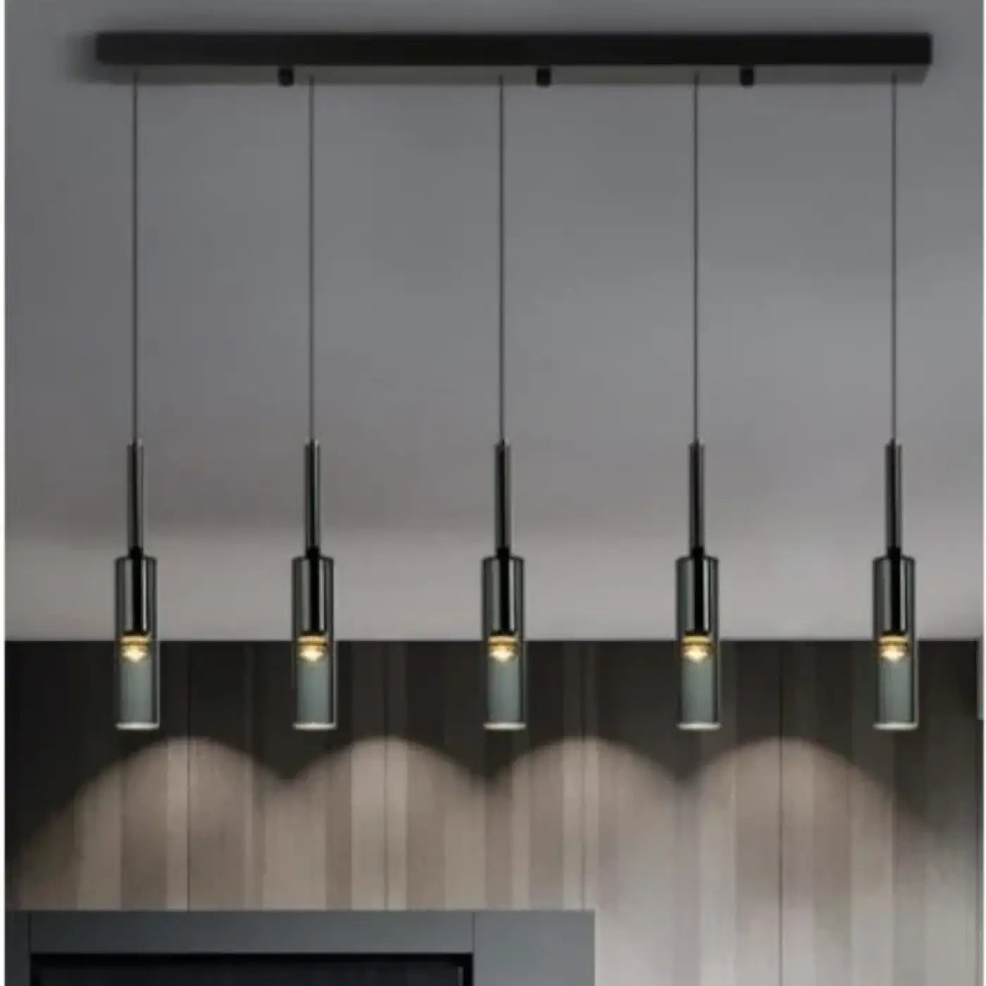 Suspension Cylindre Noir Verre Design Moderne