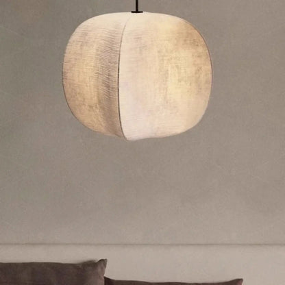 Suspension Sphère Bicolore Tissu & Blanc Design