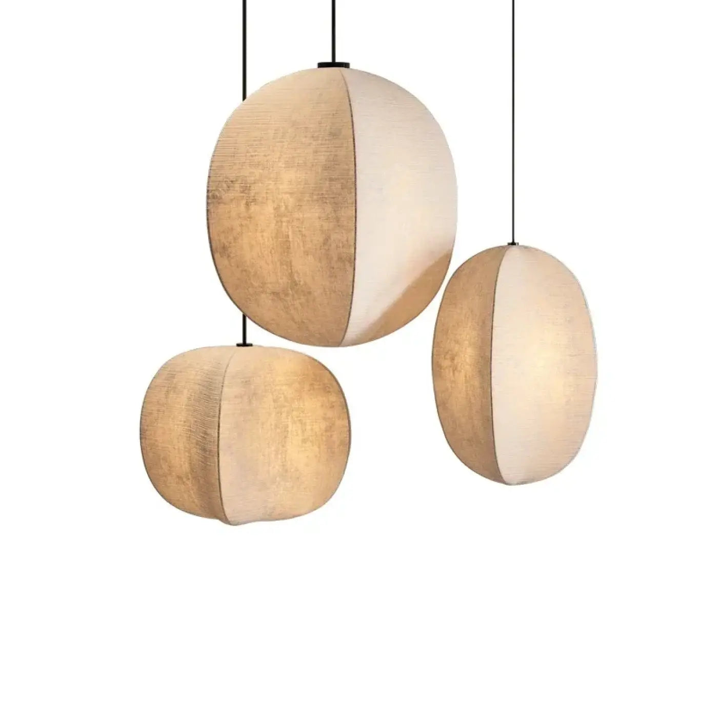 Suspension Sphère Bicolore Tissu & Blanc Design