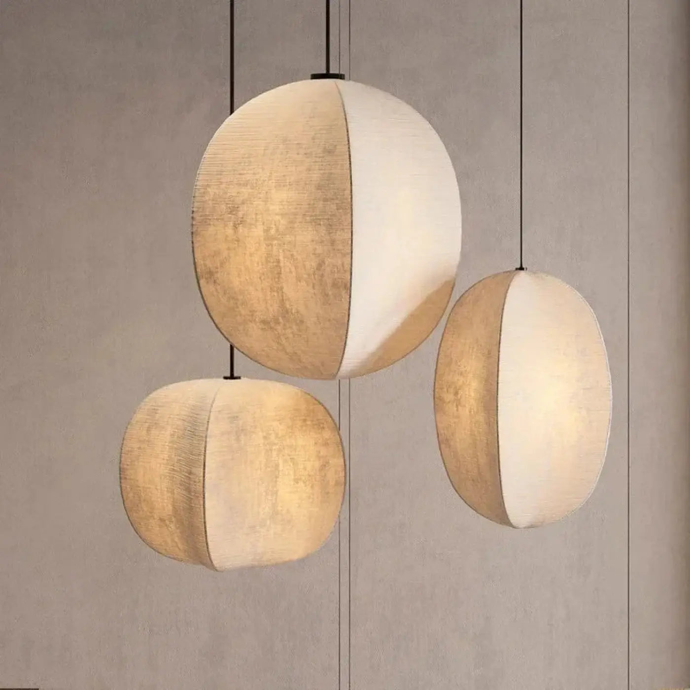 Suspension Sphère Bicolore Tissu & Blanc Design