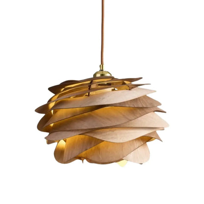 Suspension Design Ondulée Blanche Bois & Bambou