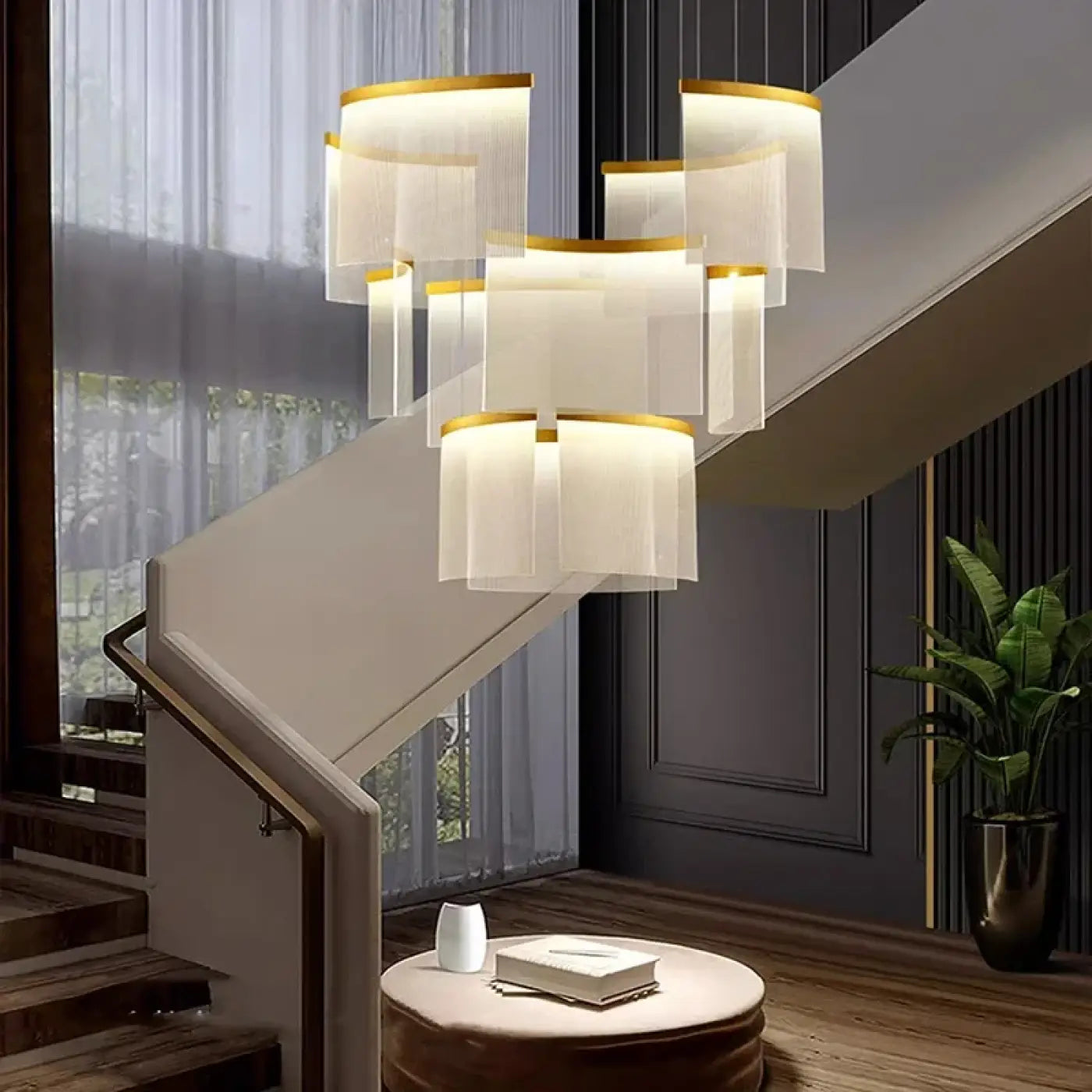 Suspension Dorée Cascade LED Design