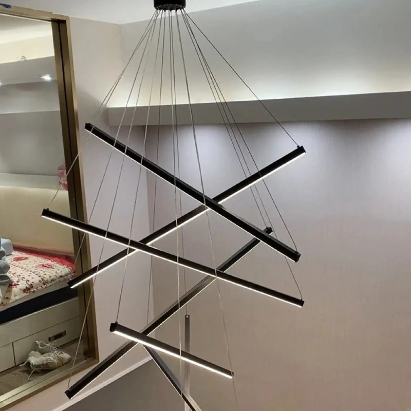 Suspension Escalier XXL Design LED Noir