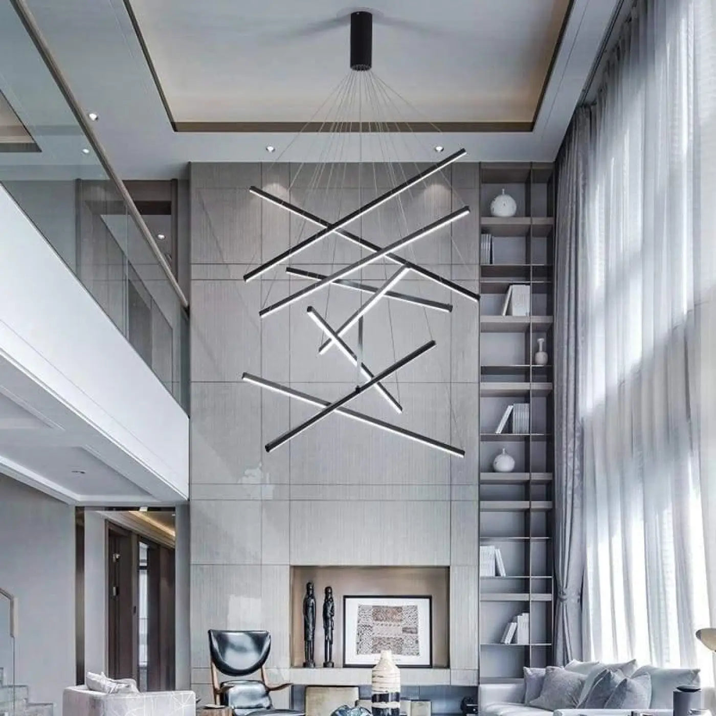 Suspension Escalier XXL Design LED Noir