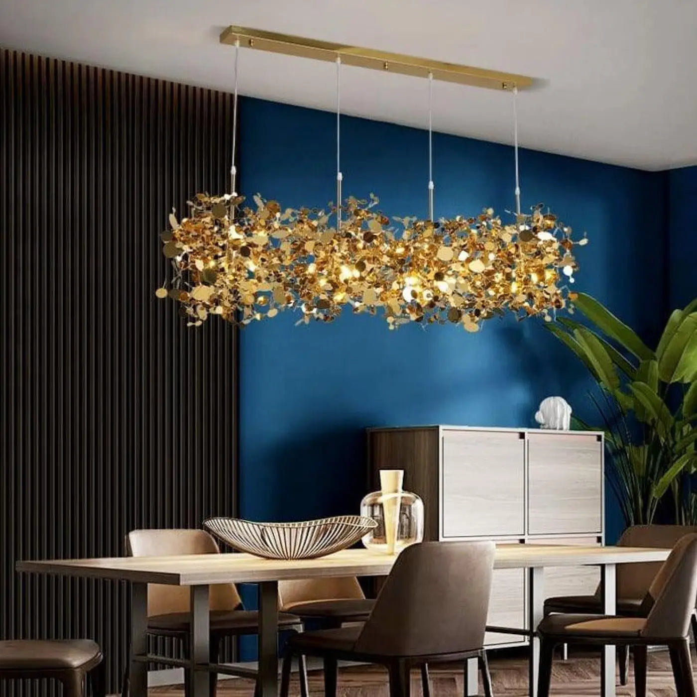 Suspension Design Dorée XXL Fils Métalliques