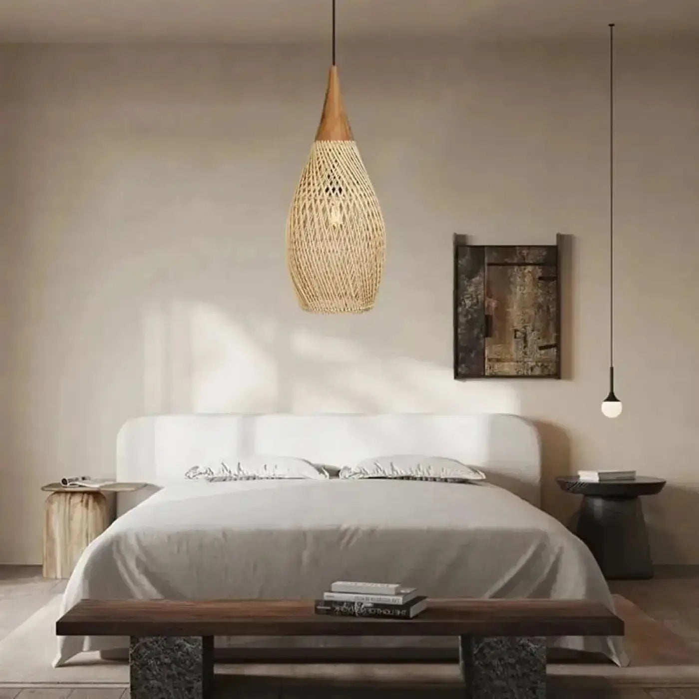 Suspension Goutte Rotin Naturel Ambiance Zen