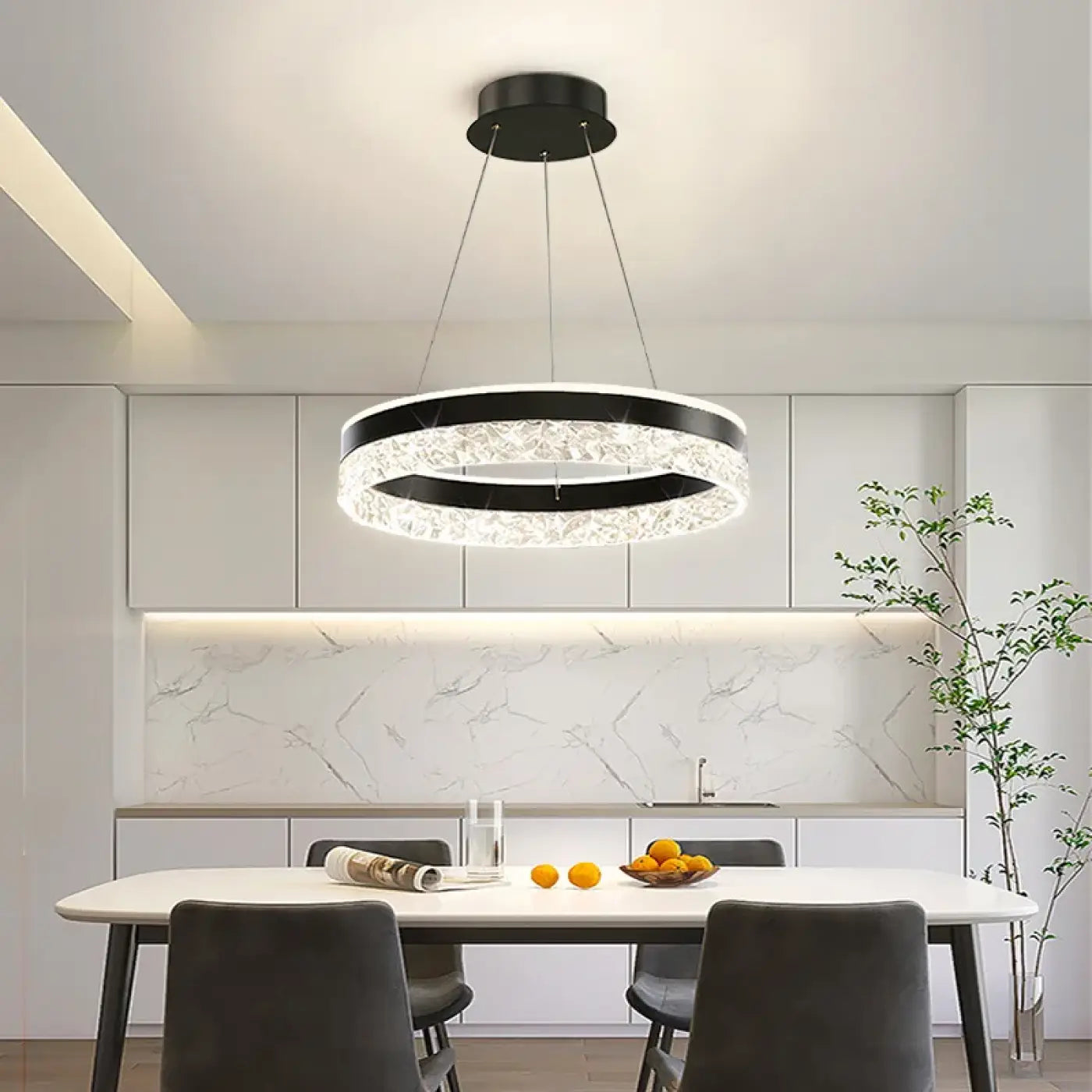 Suspension LED Cristal Ronde Moderne