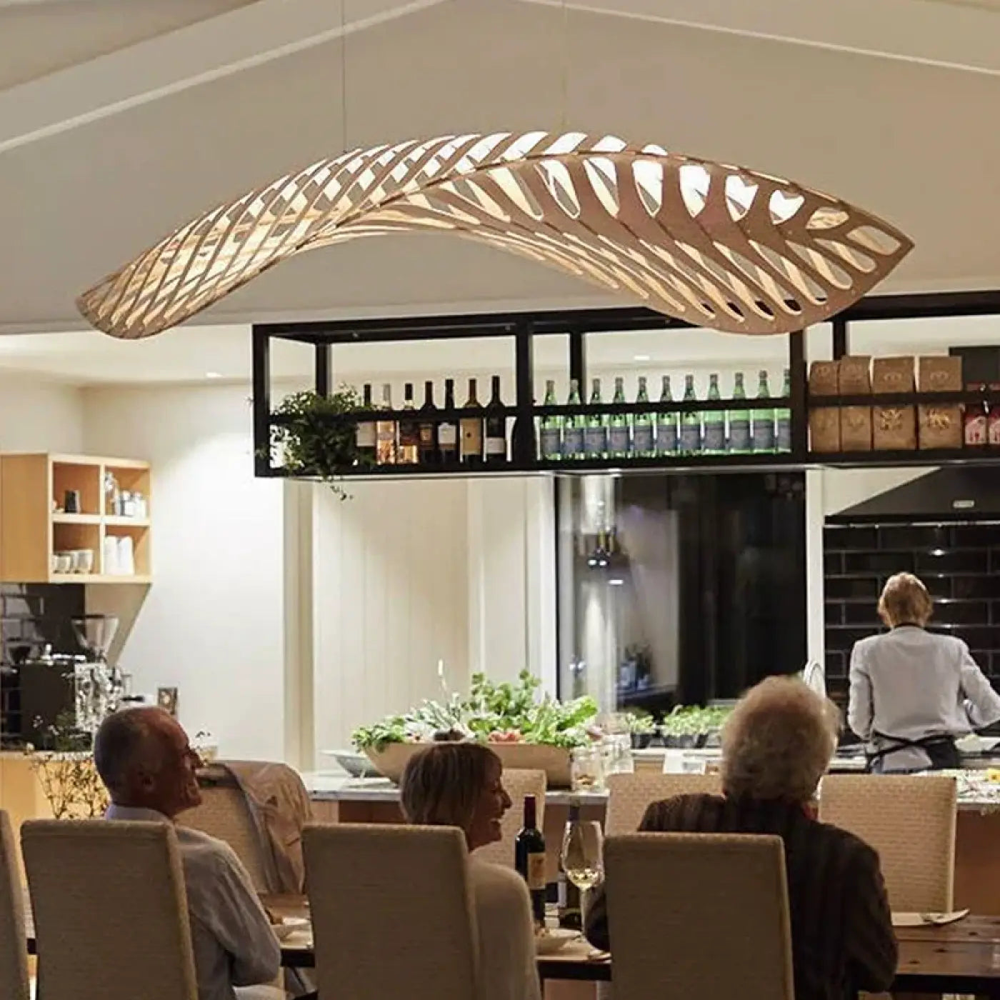 Suspension Design Futuriste Bambou Naturel