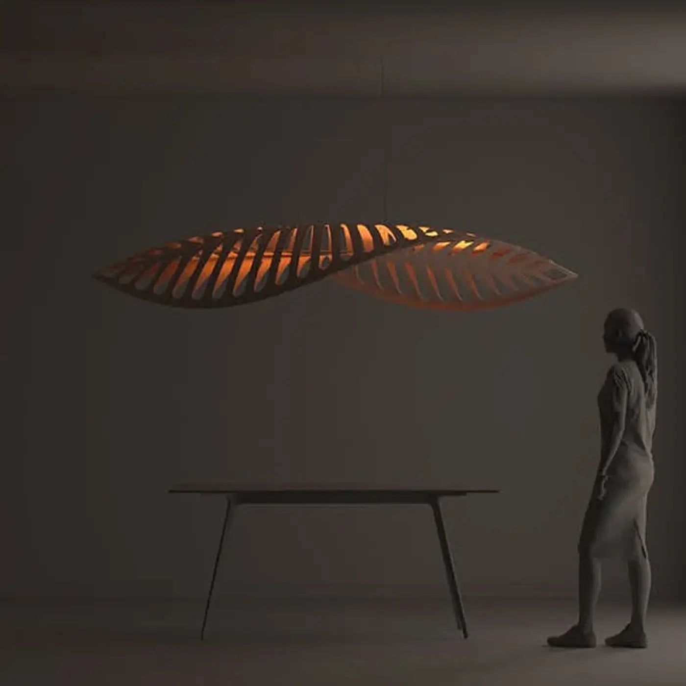 Suspension Design Futuriste Bambou Naturel