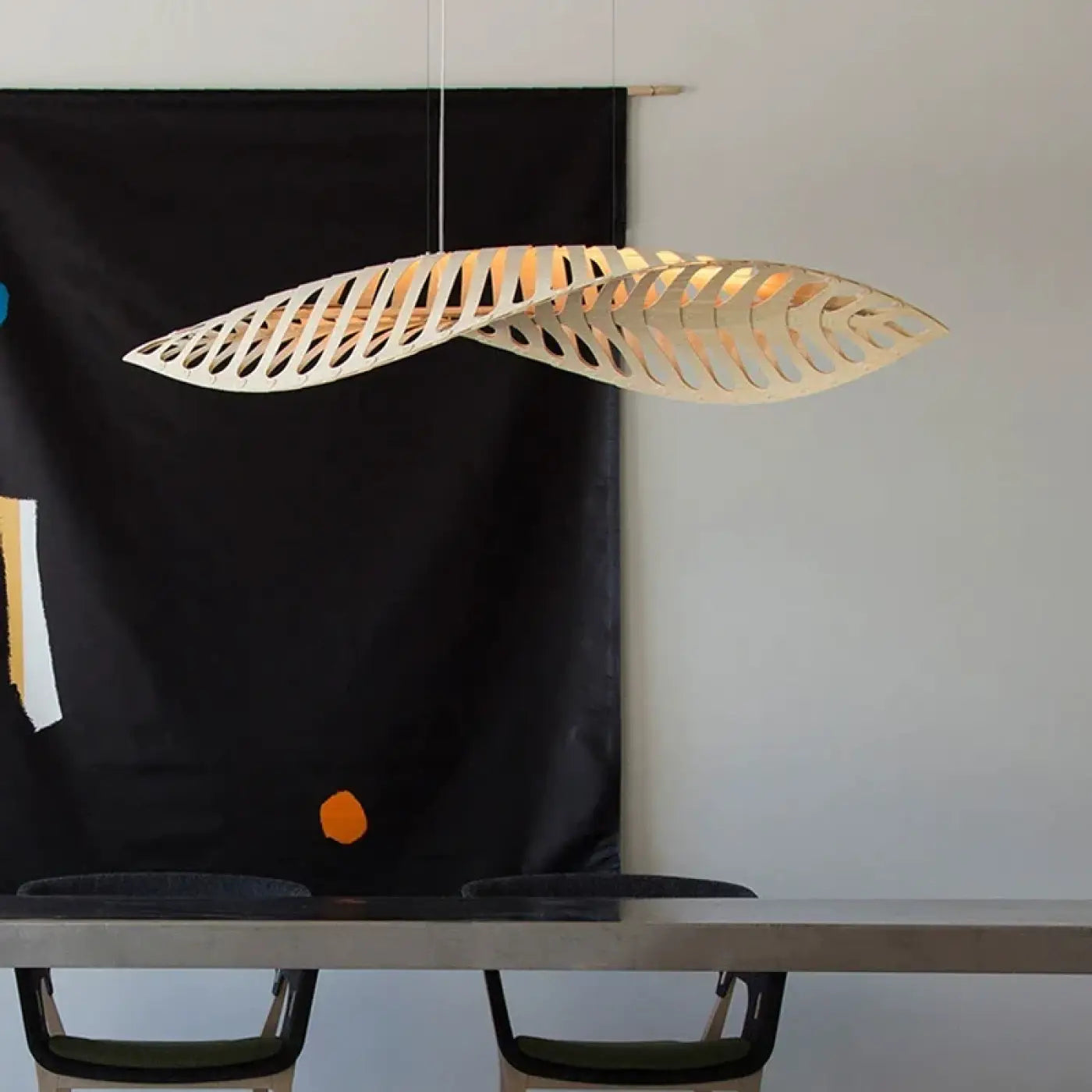 Suspension Design Futuriste Bambou Naturel