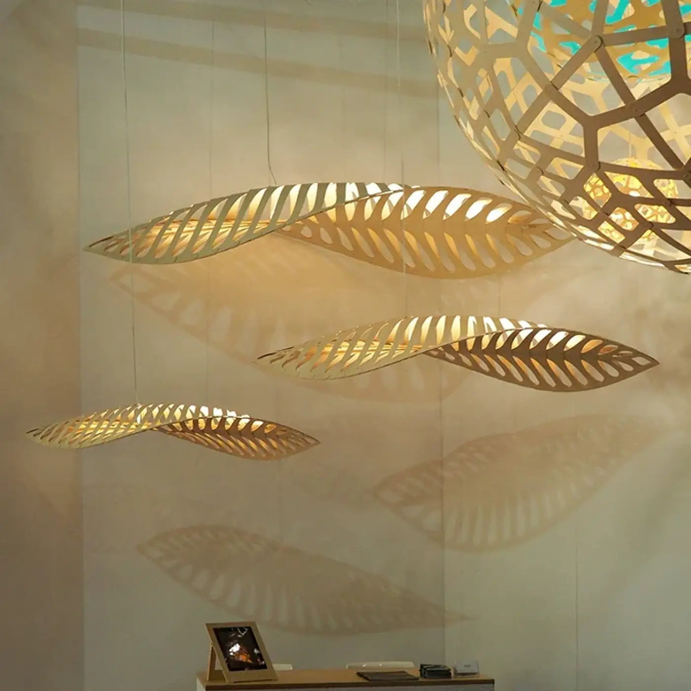 Suspension Design Futuriste Bambou Naturel
