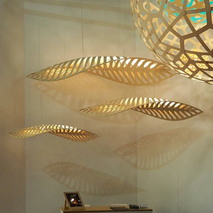 Suspension Design Futuriste Bambou Naturel
