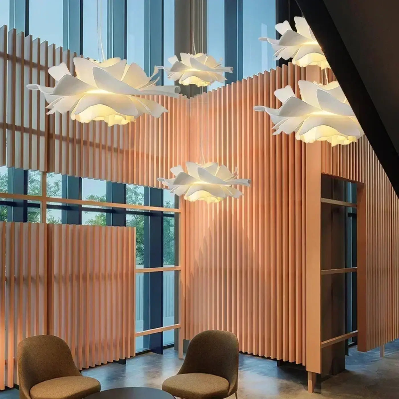 Suspension Fleur Blanche LED Design Floral
